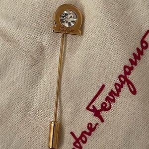 Authentic Salvatore Ferragamo lapel/ hat/ stick pin. Gold Tone.No box or bag.New